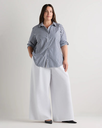 100% Organic Cotton Poplin Long Sleeve Shirt - 1X / Classic White