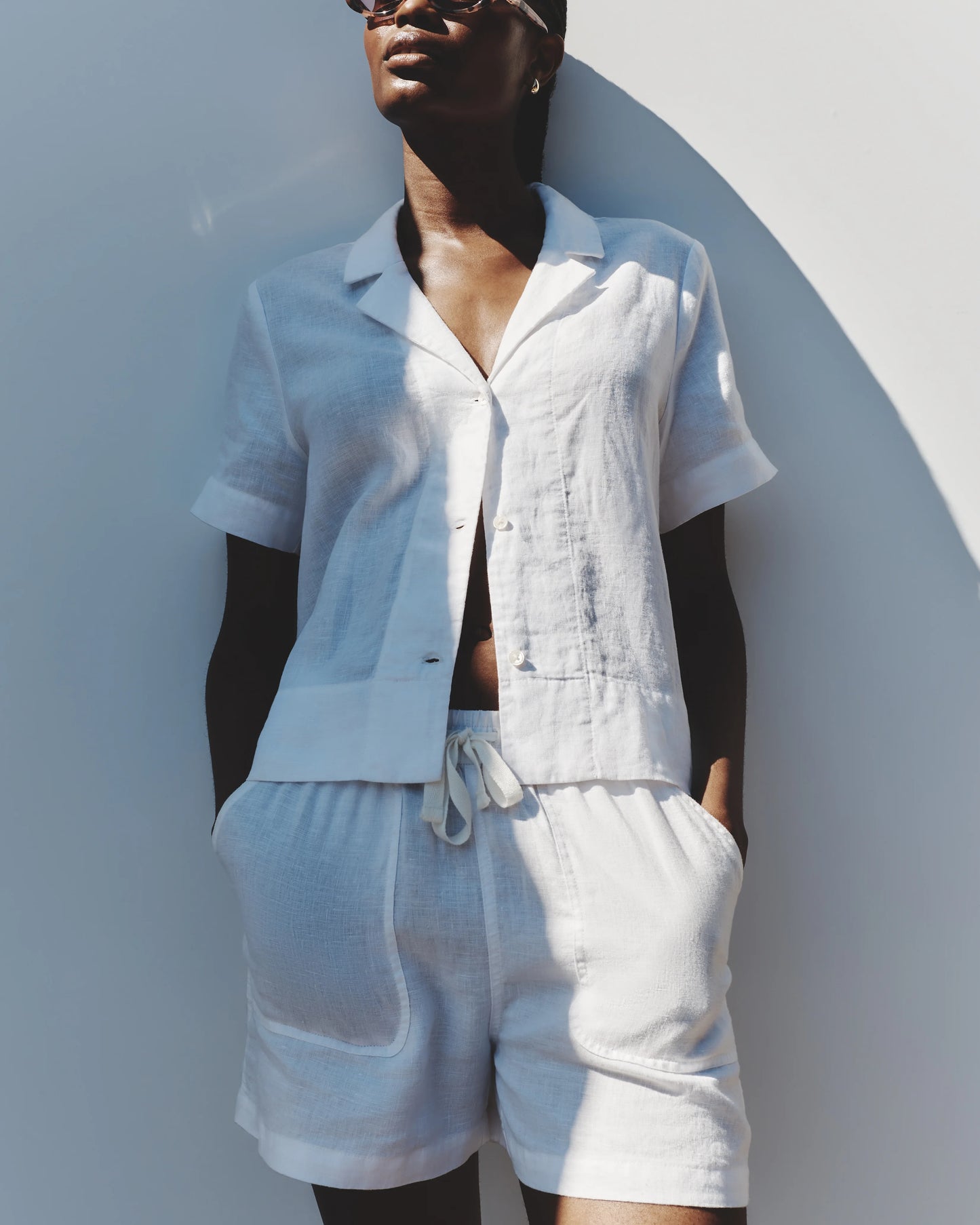100% European Linen Short Sleeve Shirt - XS / Moonstone Blue