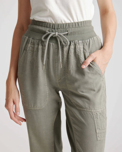 Vintage Wash Tencel Utility Jogger - XS / Olive