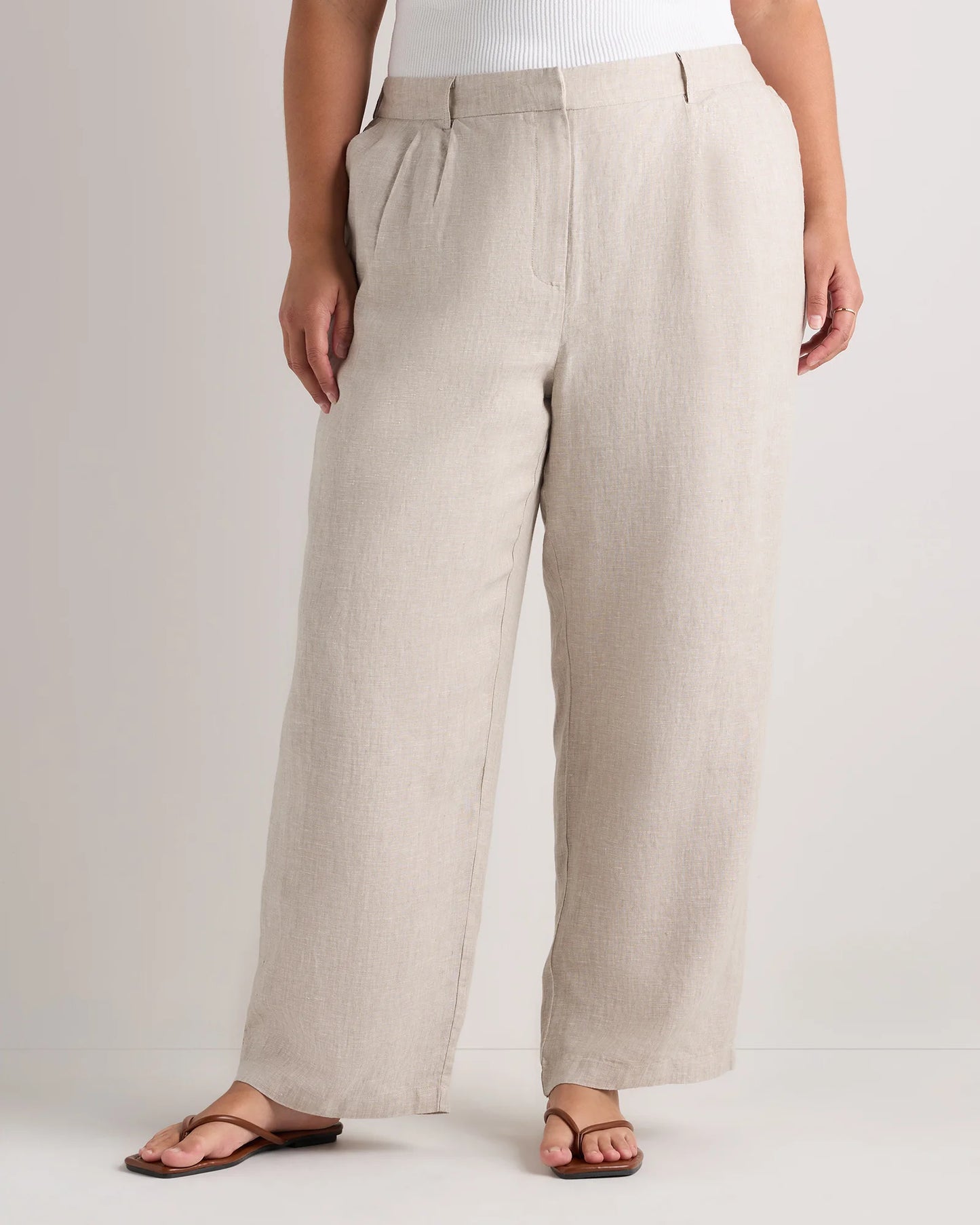 100% European Linen Pleated Trouser - 18 / French Blue