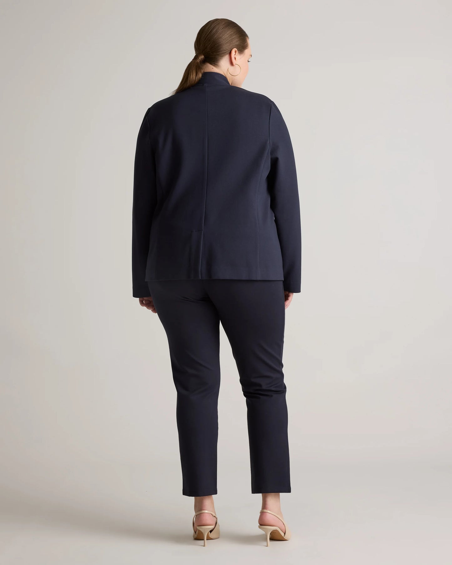 Ultra-Stretch Ponte Stand Collar Blazer - XS / Navy