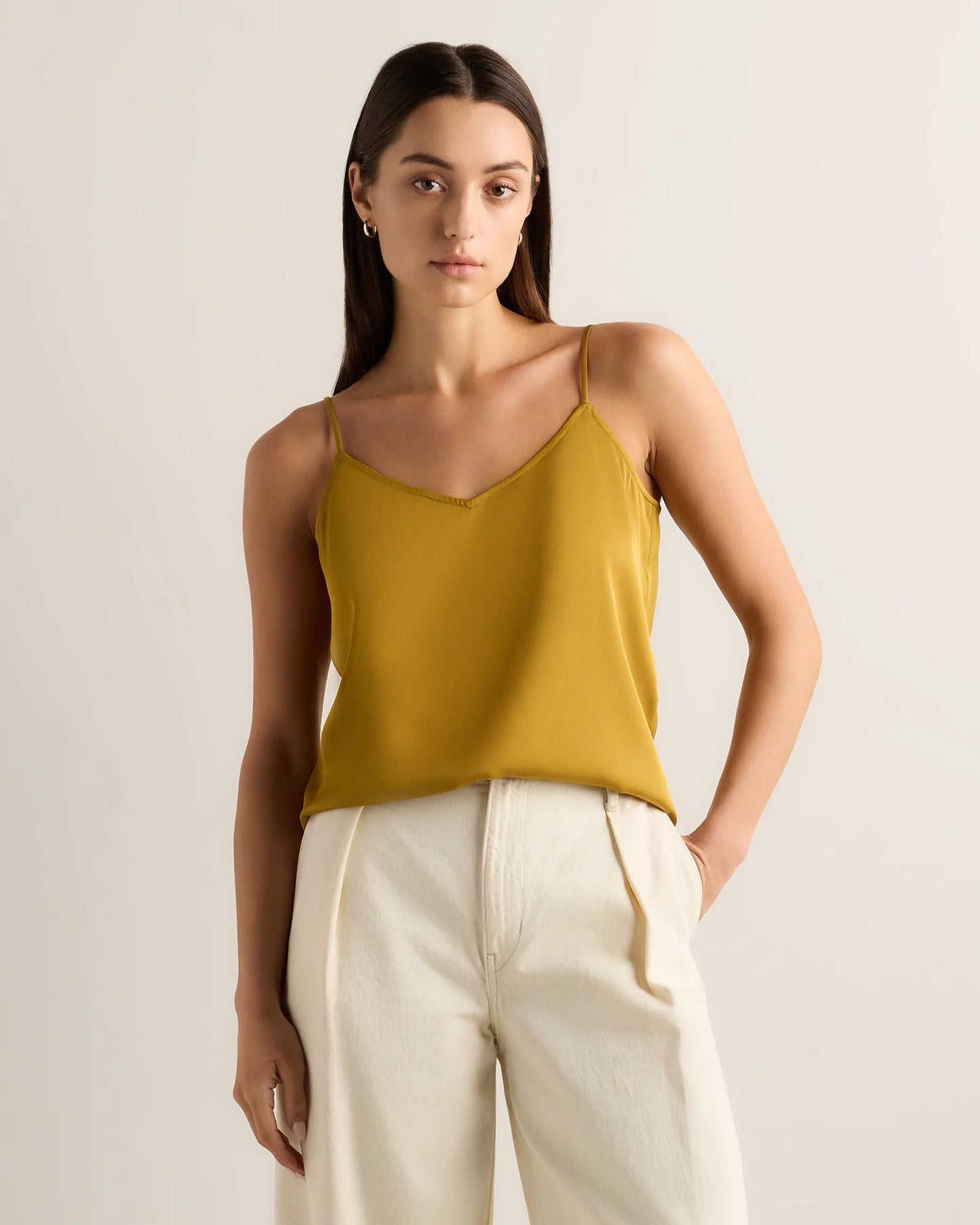 Washable Stretch Silk V-Neck Cami - XS / Ivory