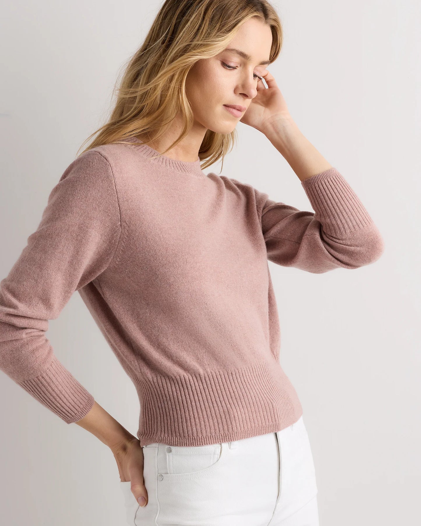 Mongolian Cashmere Shrunken Crewneck Sweater - XS / Ivory