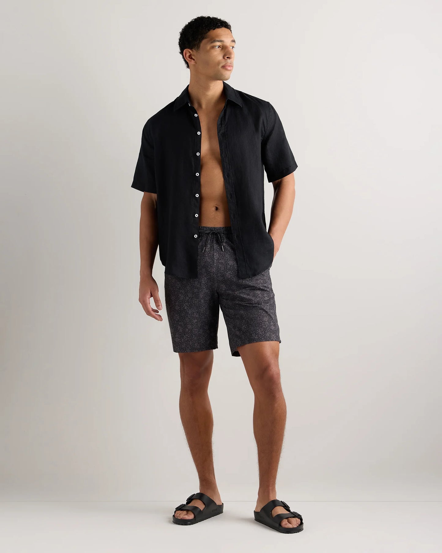 Italian Swim Trunks - 9" - S / Navy Palms