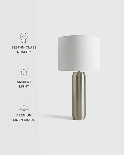 Cylindrical Iron Table Lamp - One Size / Brass