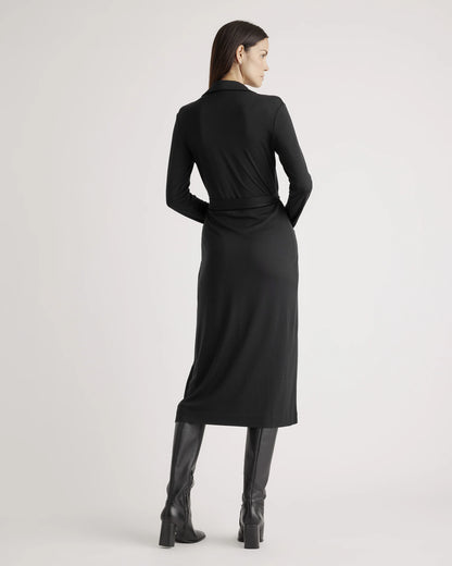100% Silk Jersey Midi Wrap Dress - XS / Crimson Prism