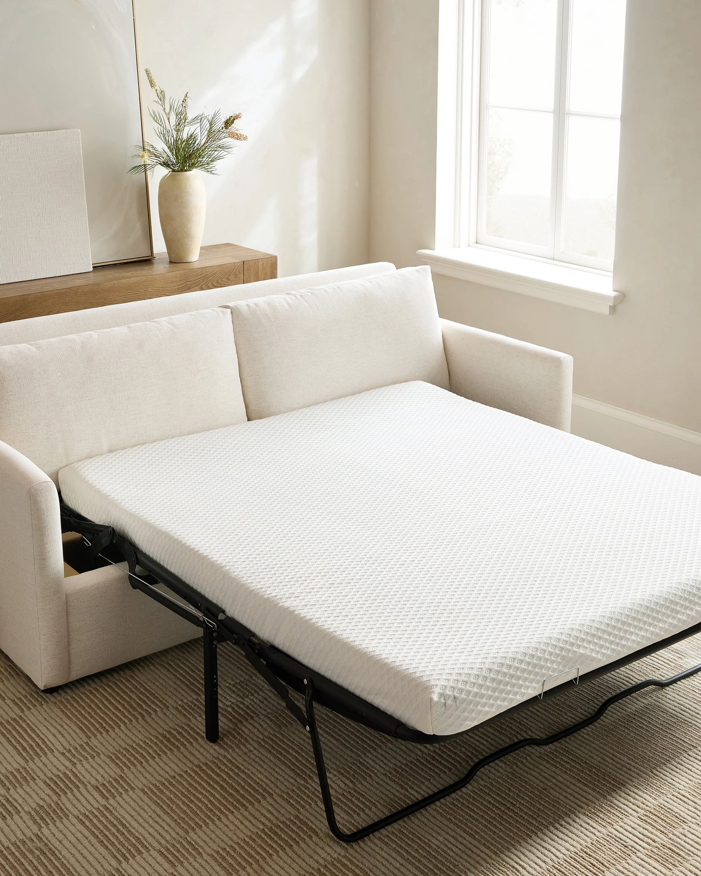 Brennan Sleeper Sofa in Performance Chenille Linen Blend - Queen / Snow