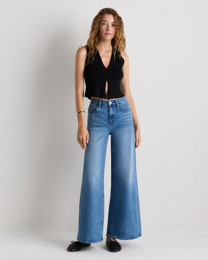 Bella Stretch Palazzo Jeans - 24 / Frosted Blue