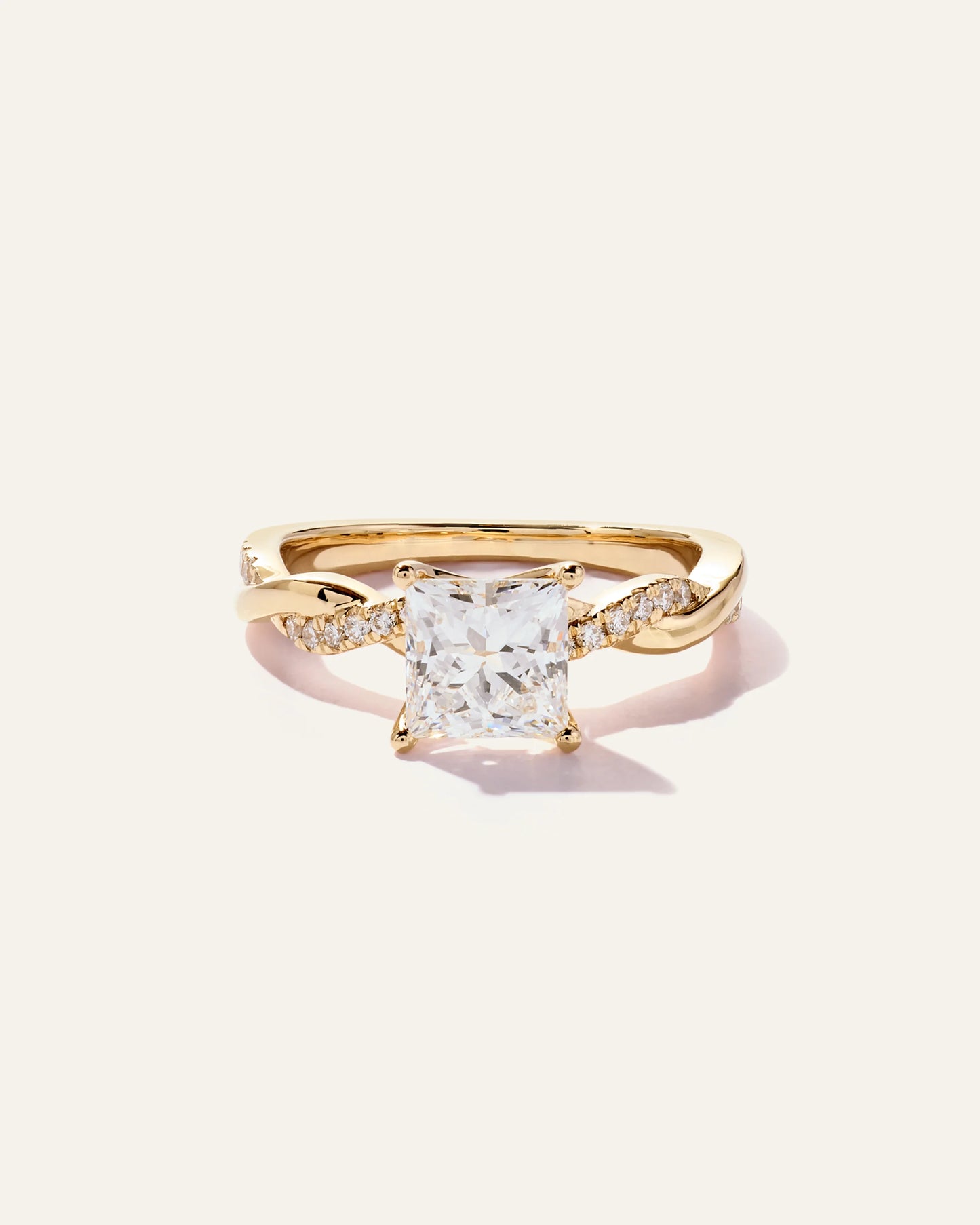Lab Grown Diamond Princess Twisted Engagement Ring - 1.5ct - 4 / Yellow Gold