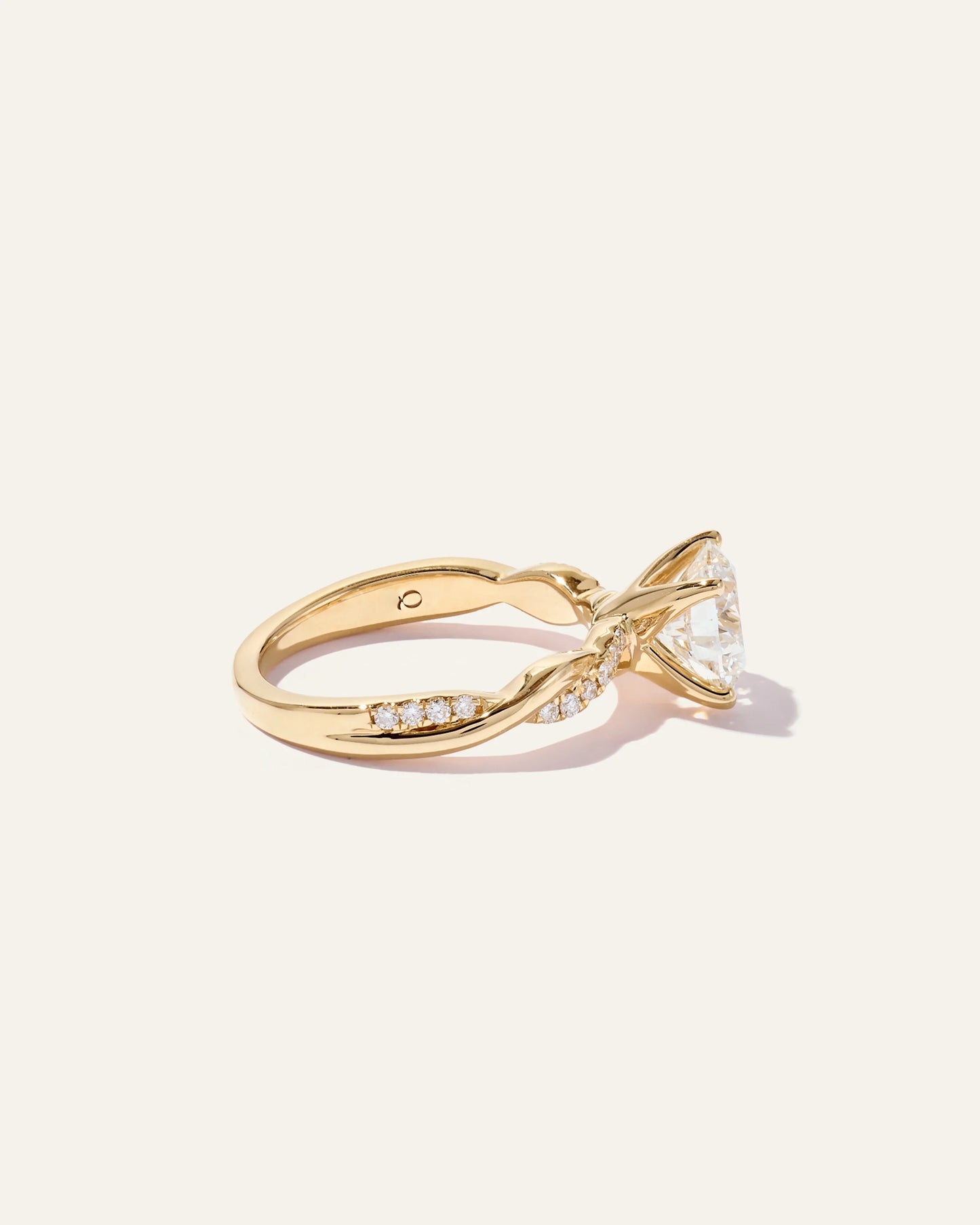 Lab Grown Diamond Round Twisted Engagement Ring - 2ct - 4 / Yellow Gold