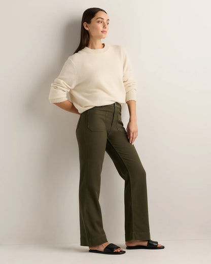 French Terry Wide Leg Pants - 0 / Bayberry Olive
