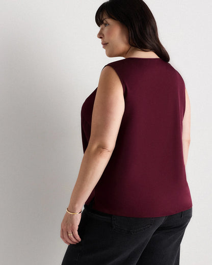 Washable Stretch Silk Tank - 1X / Navy