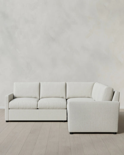Brennan L Sectional in Performance Chenille Linen Blend - 99x99 / Snow