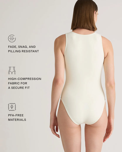 Italian Zip-Front One-Piece Swimsuit - XS / Lagoon Teal Blue