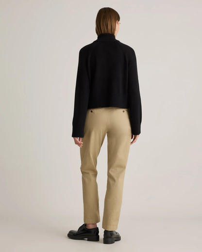 Australian Merino Wool Cropped Mock Neck Sweater - XS / Heather Bone