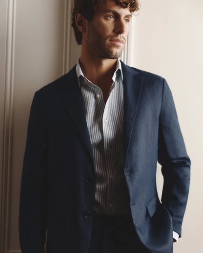100% European Linen Blazer - XS / French Blue