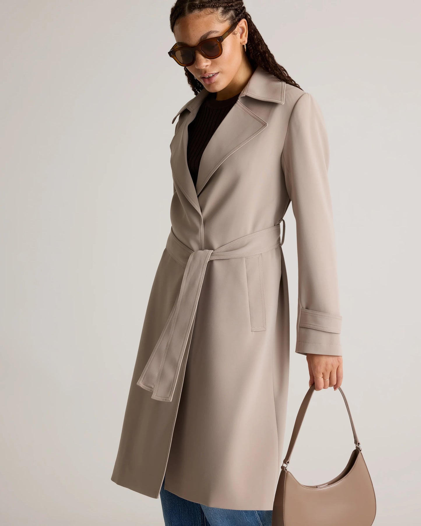Stretch Crepe Trench Coat - XS / Olive