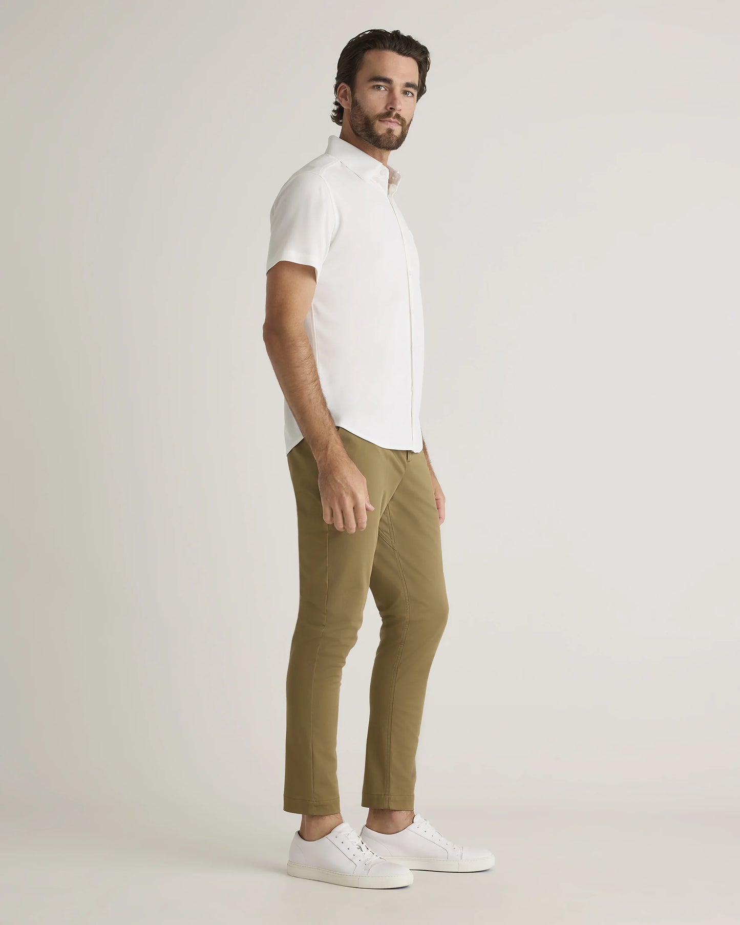 Commuter Stretch Pique Short Sleeve Button Down - S / Black