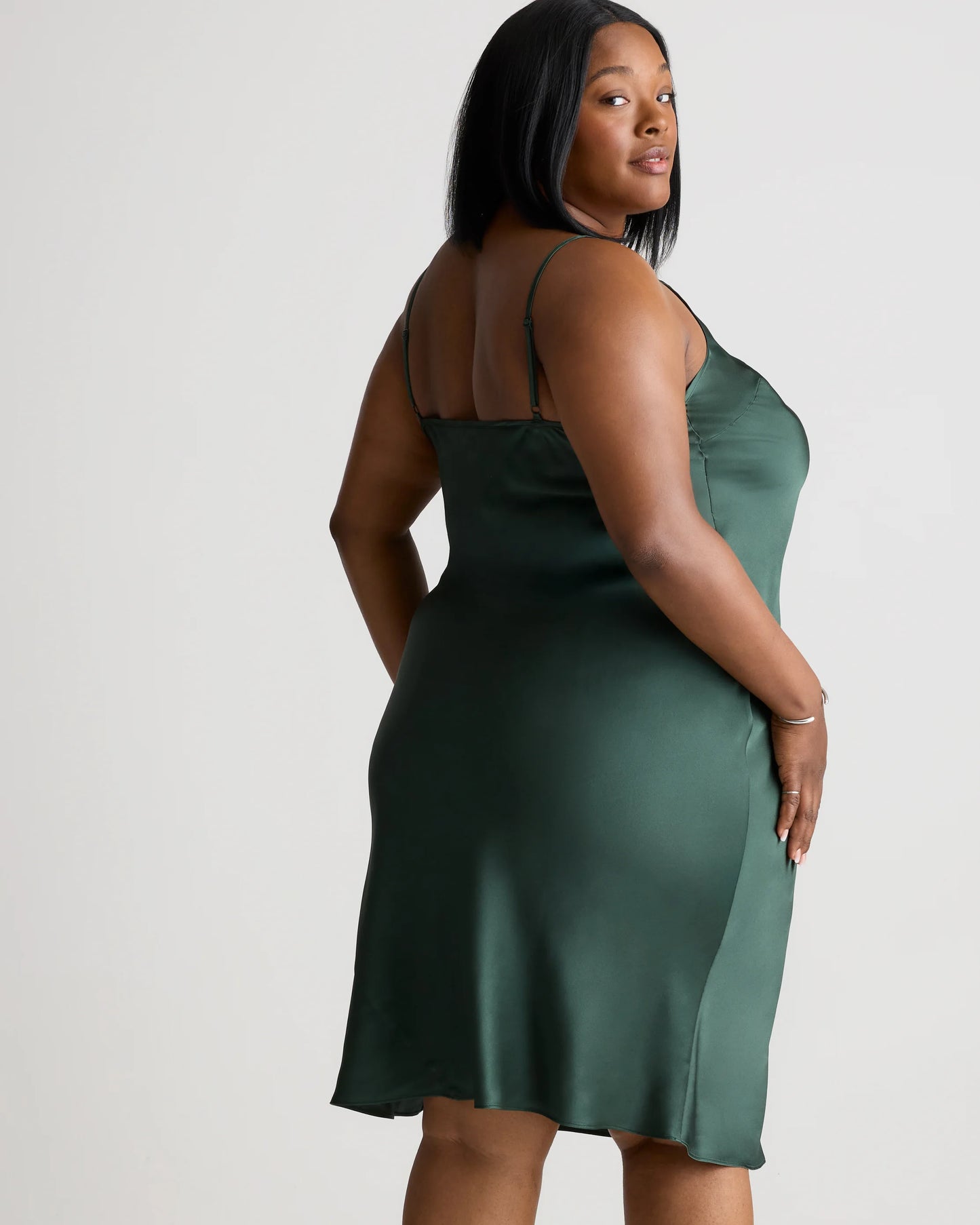 100% Washable Silk Slip Dress - 1X / Champagne