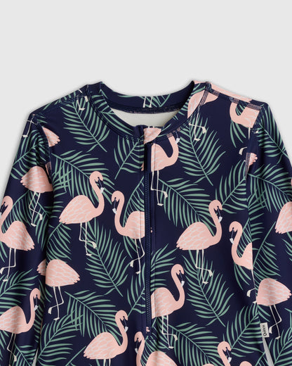 Long Sleeve Zip-Up Swimsuit - 6 / Happy Floral