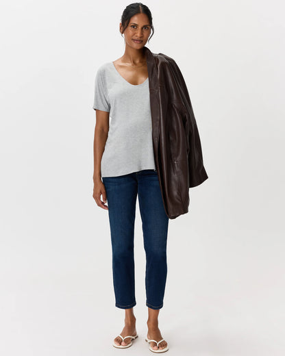 Bamboo Jersey Maternity Dolman Sleeve Tee (2-pack) - XS / White/Grey