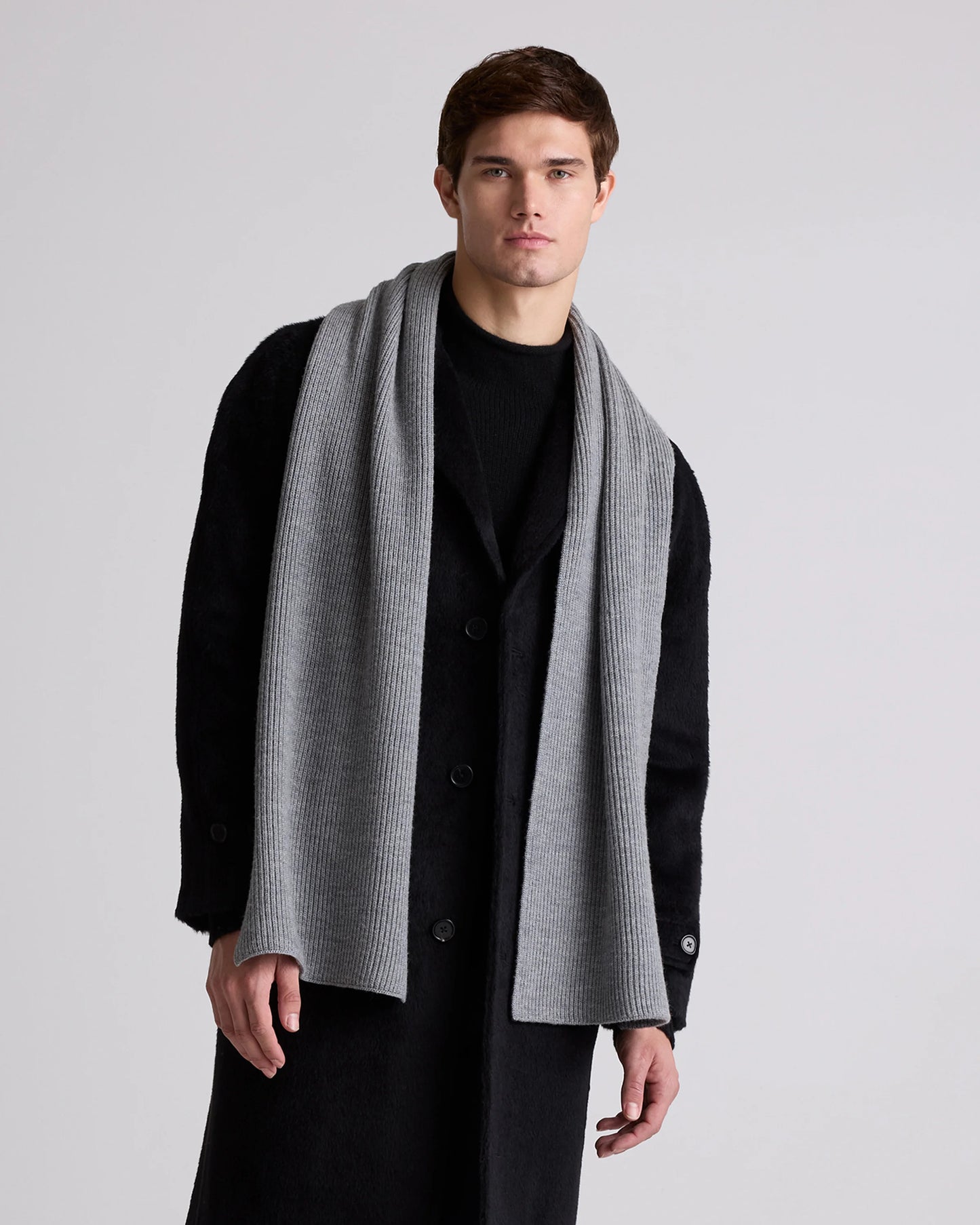 Merino Wool Fisherman Scarf - One Size / Heather Grey