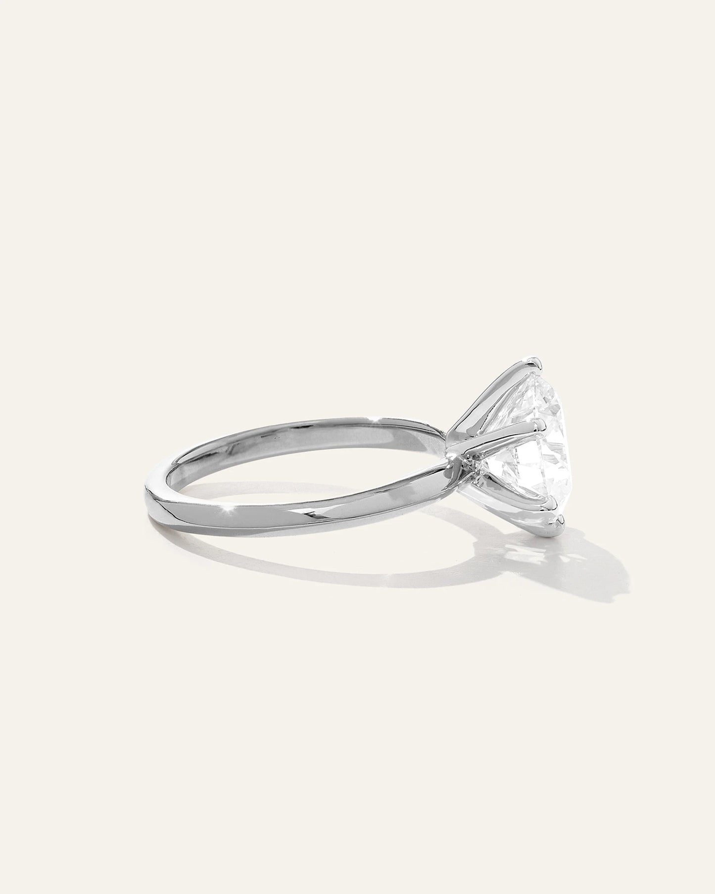 Lab Grown Diamond Round Six Prong Knife Edge Engagement Ring - 3ct - 4 / Yellow Gold