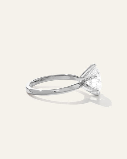 Lab Grown Diamond Round Six Prong Knife Edge Engagement Ring - 3ct - 4 / Yellow Gold
