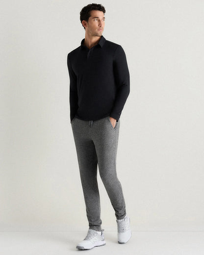Flowknit Breeze Performance Long Sleeve Polo - XS / Heather Black