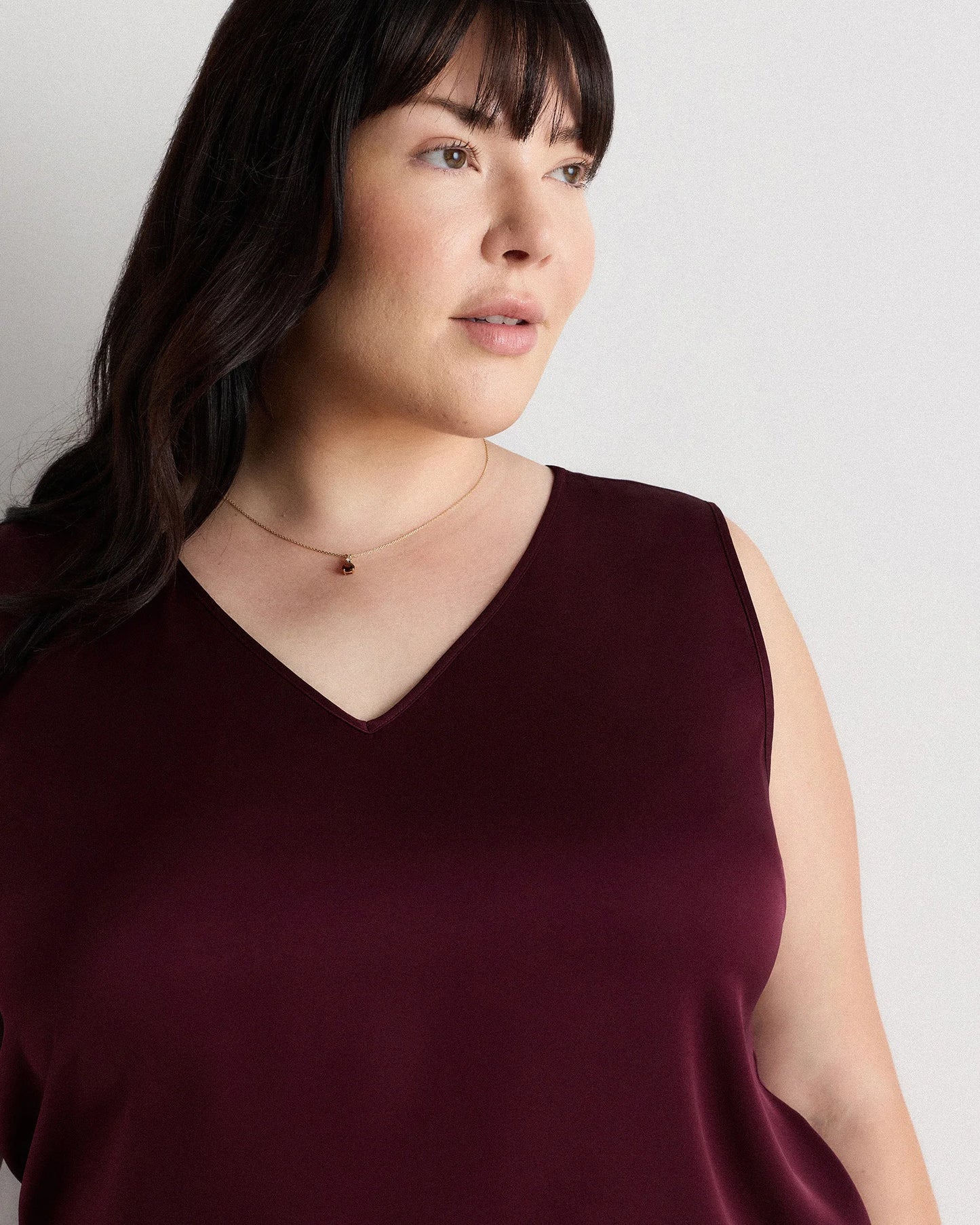 Washable Stretch Silk Tank - 1X / Navy