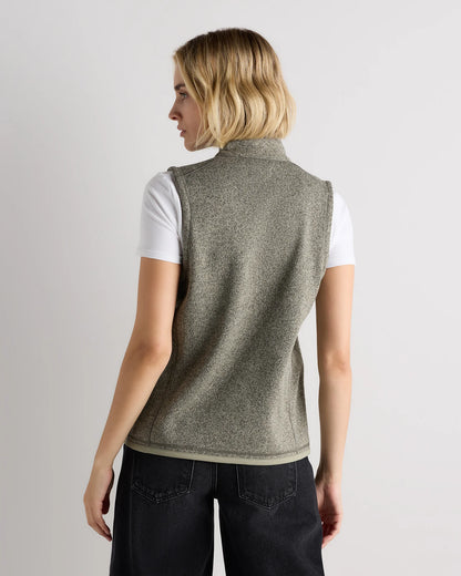 Sweater-Knit Fleece Full-Zip Vest - XS / Heather Mineral Green