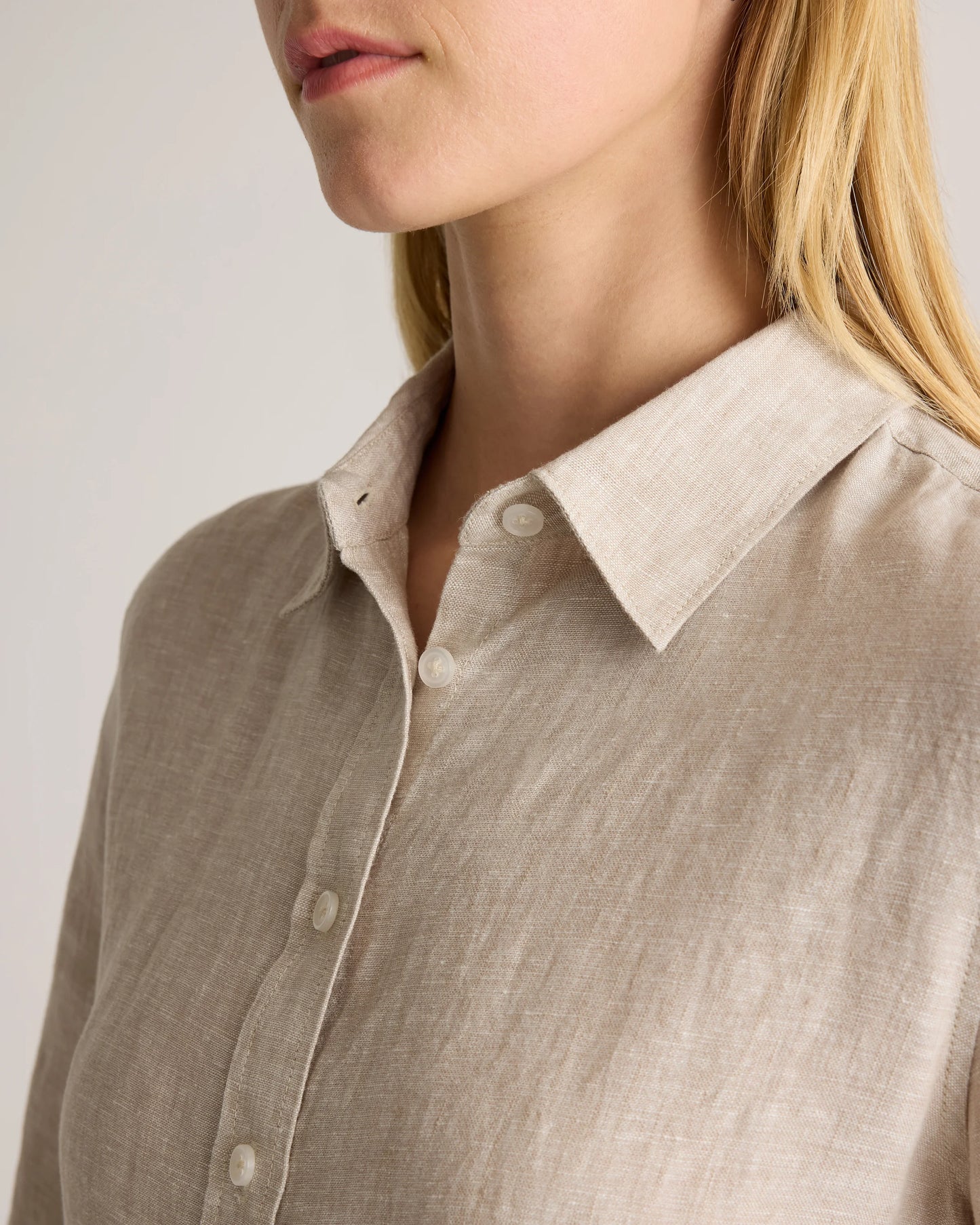 100% European Linen Long Sleeve Shirt - XS / Blue Pinstripe
