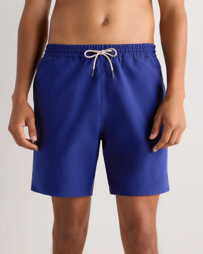 Seersucker Swim Trunks - 7" - S / Navy Seersucker