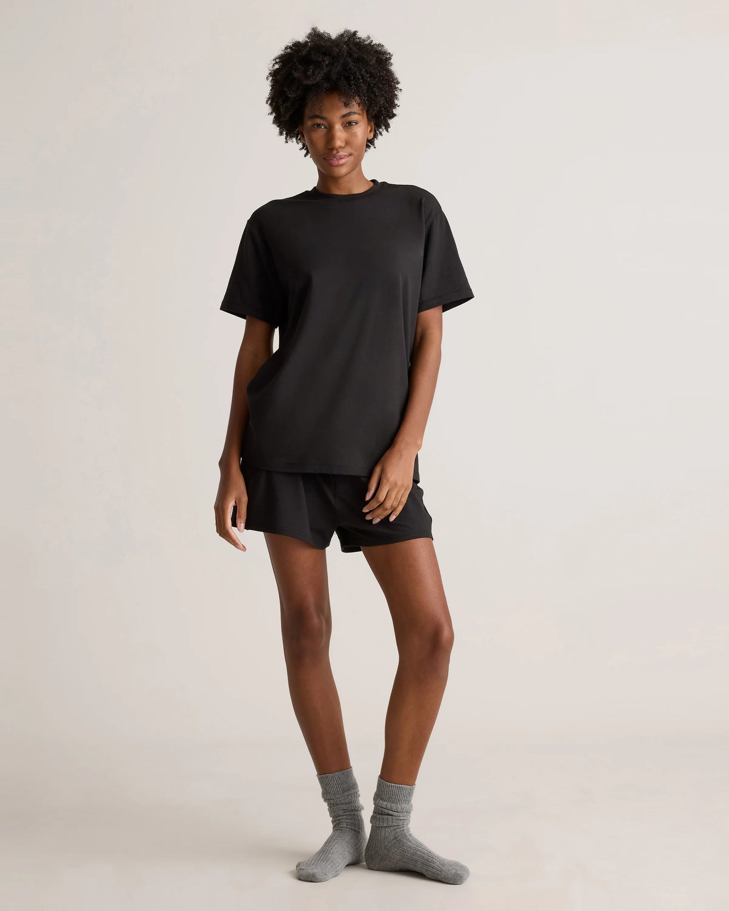 Dream Lounge Oversized Short Sleeve Pajama Set - XS / Bold Black