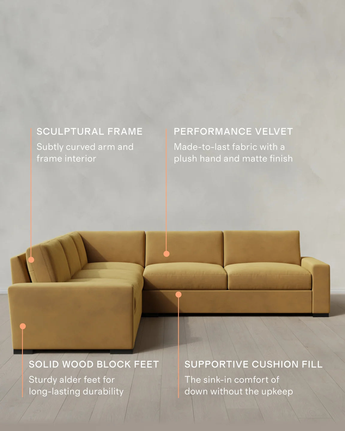 Stillman L Sectional in Performance Velvet - 116x116 / Java