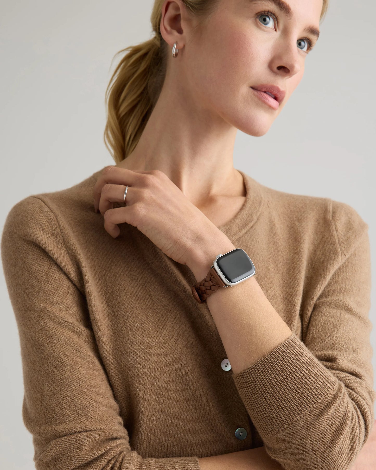 Braided Leather Smartwatch Band - 38mm - 42mm / Dark Brown