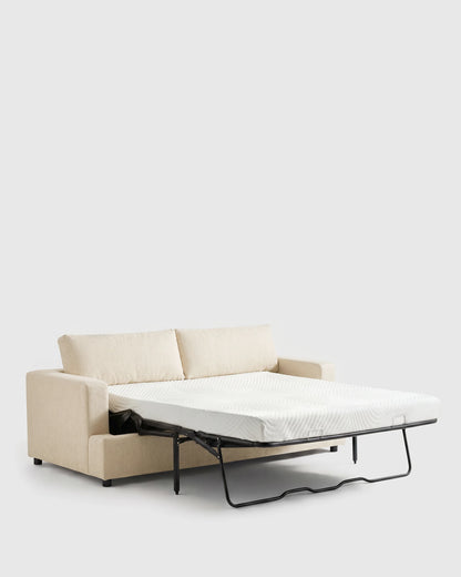 Sierra Curved Arm Sleeper Sofa in Performance Basketweave - One Size / Flax