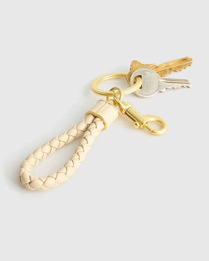 Italian Leather Braided Key Ring (2-Pack) - One Size / Black/Gold