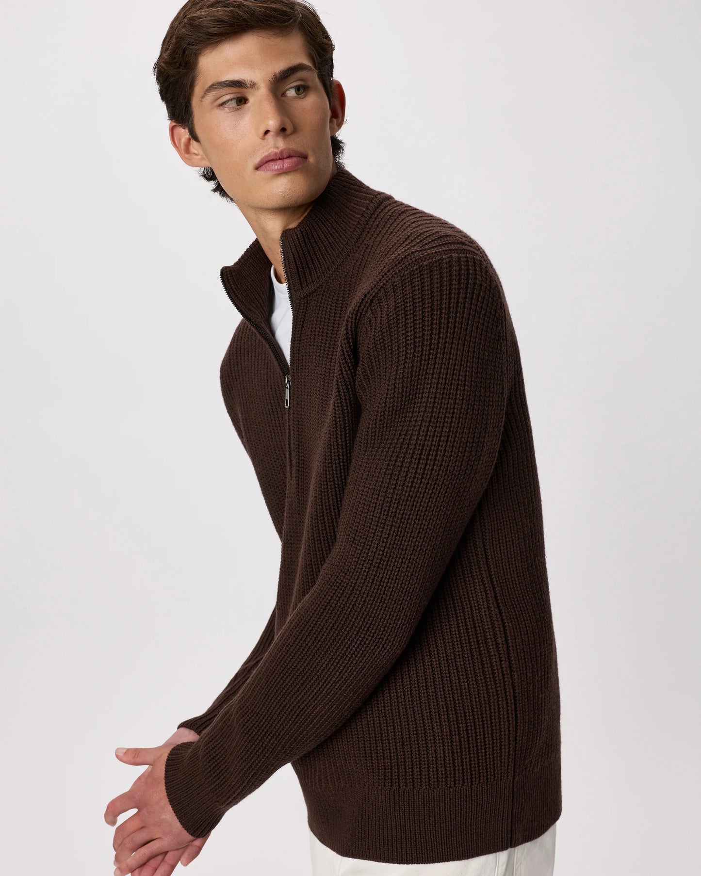 Australian Merino Wool Half Zip Sweater - S / Heather Bone