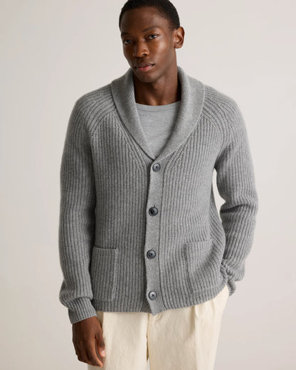 Mongolian Cashmere Shawl Collar Cardigan - S / Black