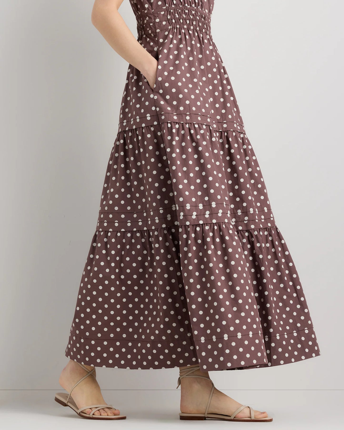 100% Organic Cotton Poplin Tiered Maxi Dress - XS / Riviera Blue Heirloom Floral
