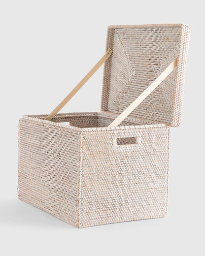 Handwoven Rattan Storage Chest - One Size / Natural
