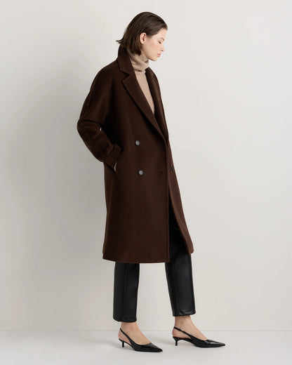 Wool Cashmere Double-Breasted Slouch Coat - XS / Winetasting
