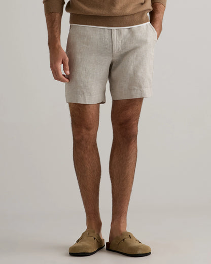 100% European Linen Trouser Shorts - 7" - S / Bayberry Olive