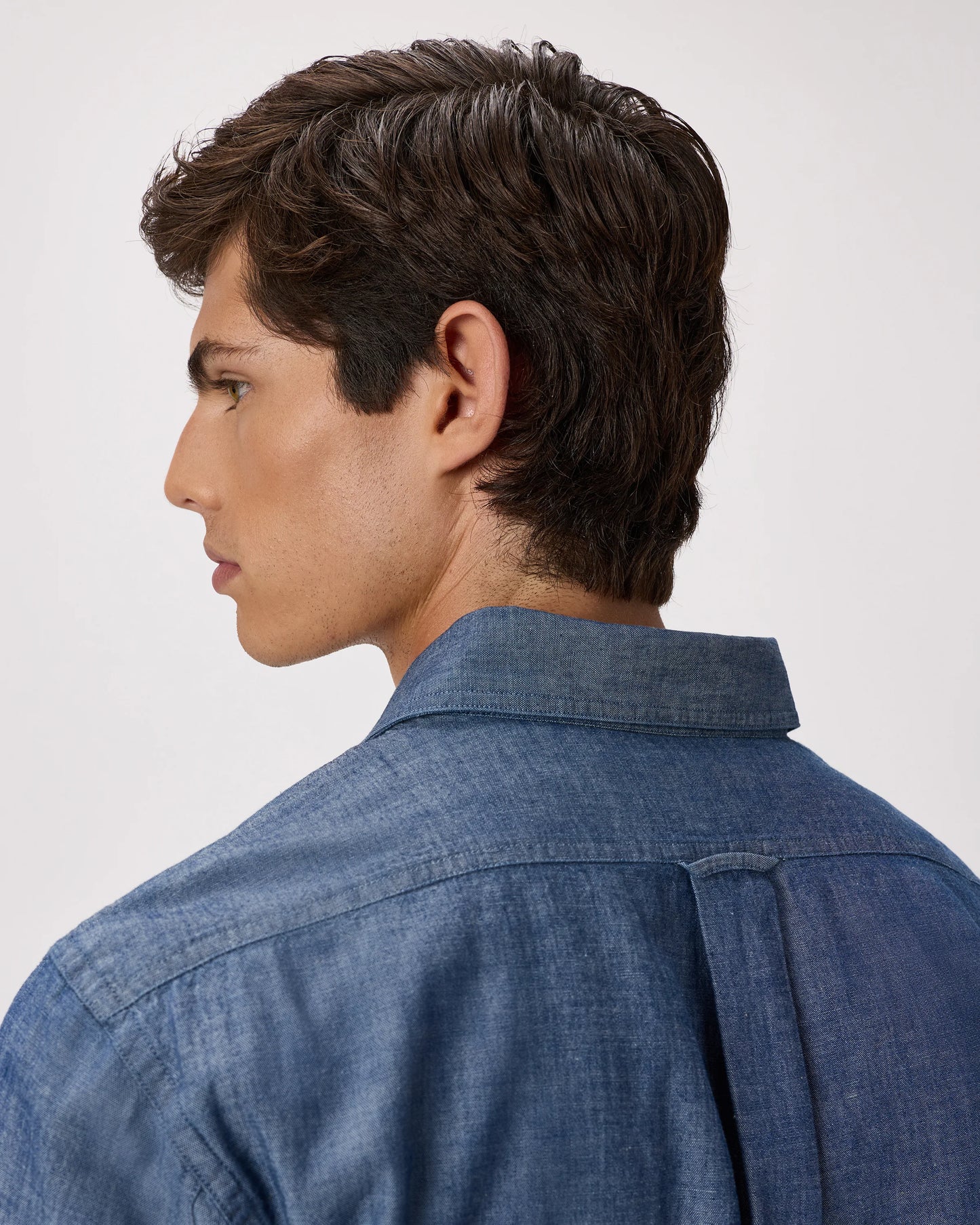 100% Organic Chambray Long Sleeve Shirt - S / Light Chambray