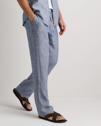 100% European Linen Drawstring Beach Pants - XS / Taupe Brown Chambray