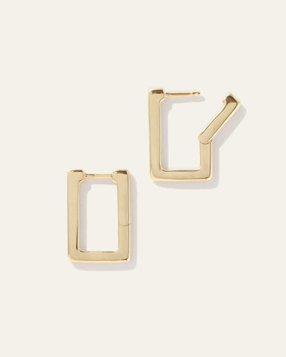 Rectangle Block Hoops - One Size / Gold Vermeil