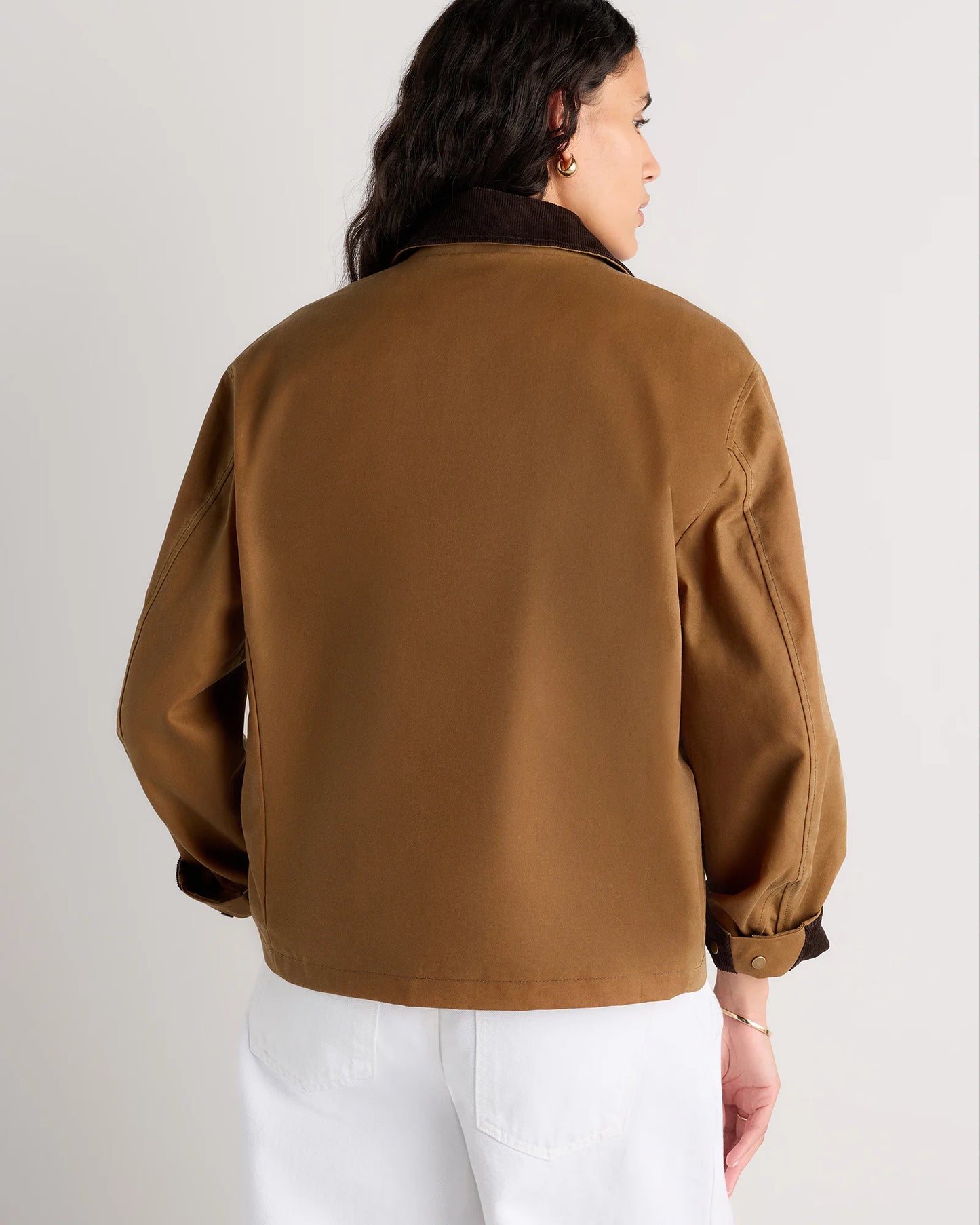 Organic Waxed Cotton Cropped Barn Jacket - XS / Vintage Black