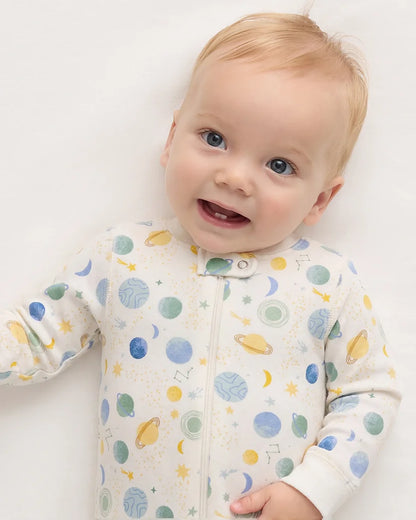 100% Organic Cotton One Piece Pajama - 0-3M / Navy Stripe