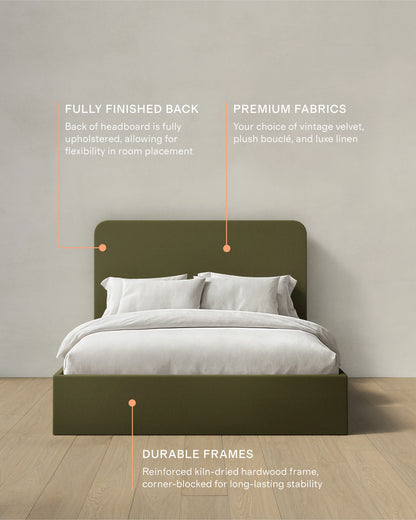 100% Linen Curved Bed - Full / Canvas